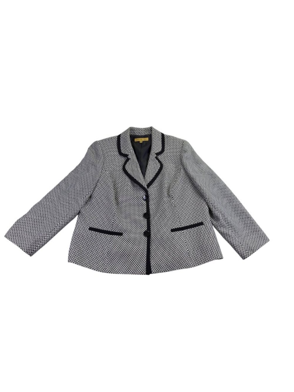 Nipon Boutique Womens Black & White Blazer JacketGeometric Pattern  Size 20W - Picture 2 of 8
